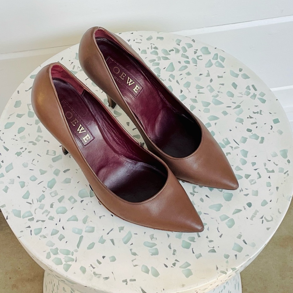 LOEWE Coffee Brown Pump Leather - Classic shape - EU38-